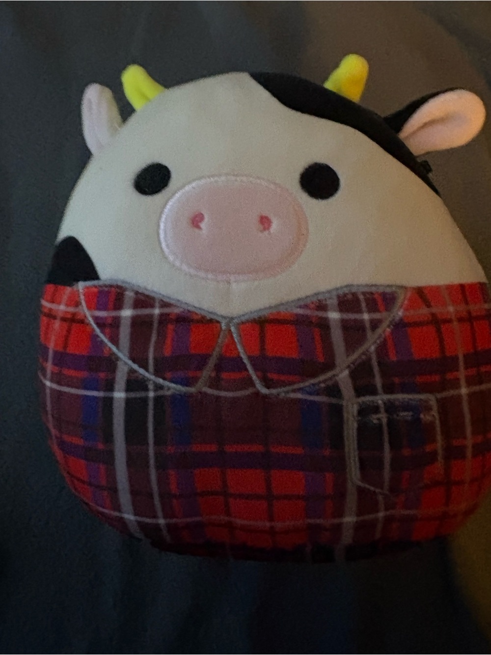 SQUISHMALLOWS - Kids Plush Cow Coin Purse - Red Plaid
